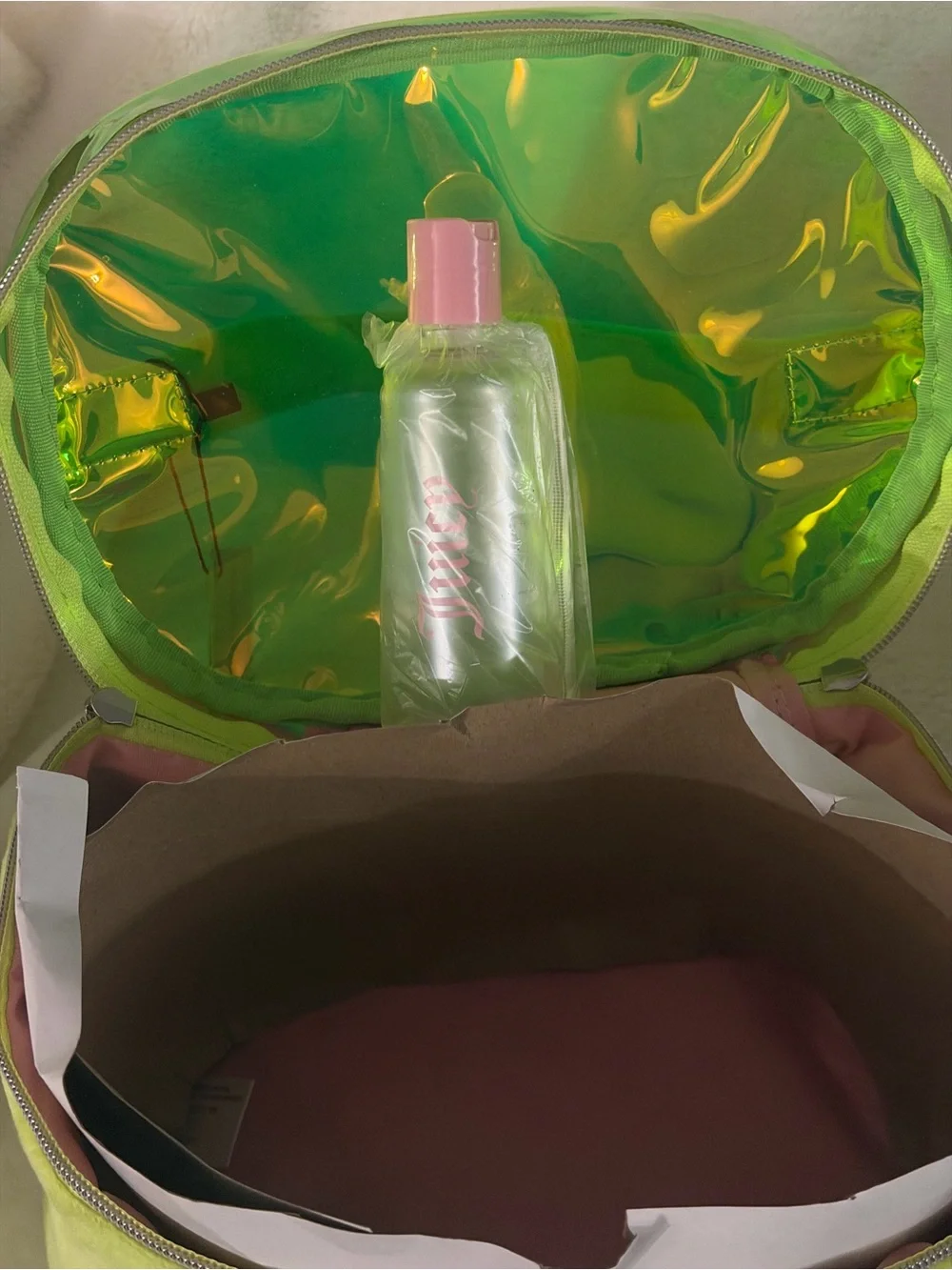 Juicy Couture Lime Green Holographic Top Cosmetic Travel Case